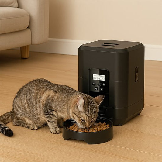 belle chat mange croquette distributeur de croquettes pour chat