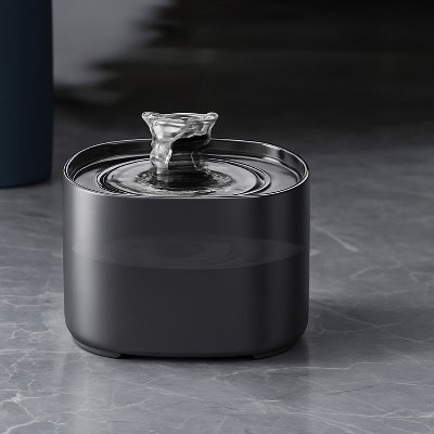 élégante fontaine à eau pour chat noire