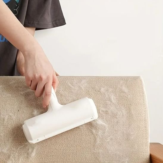 femme enlève les poils avec une Brosse anti poil