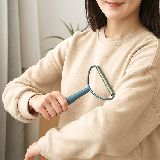 femme retire tous les poils avec la brosse anti poils 