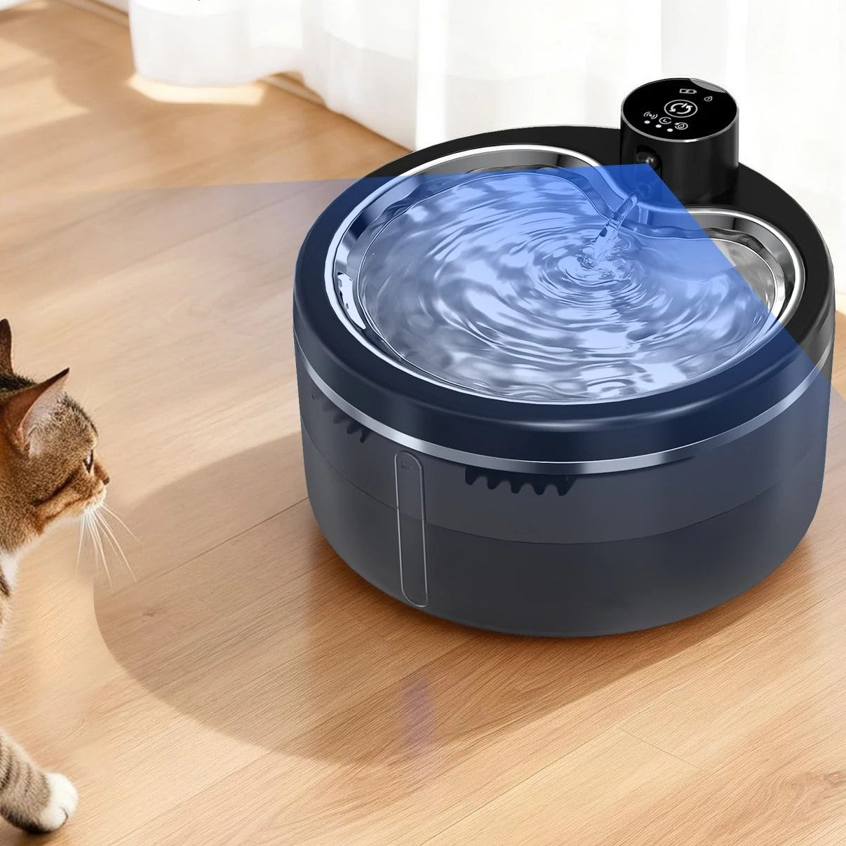 fontaine à eau chat détecteur inox  avec détecteur de mouvement