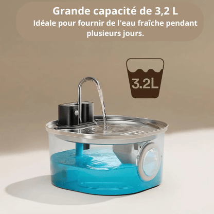 fontaine à eau chat inox sans fil de 3.2 litres
