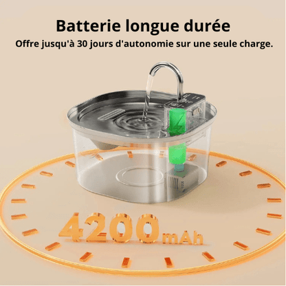 fontaine à eau chat inox sans fil avec batterie