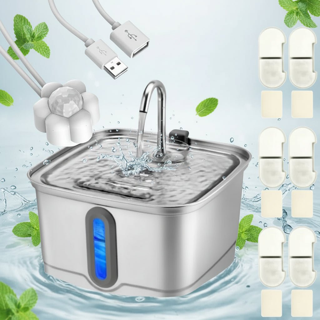 fontaine a eau inox chat plus filtres et capteur de mouvement 