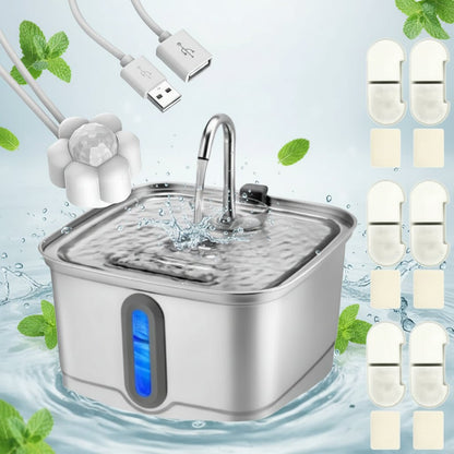 fontaine a eau inox chat plus filtres et capteur de mouvement 