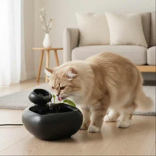 fontaine à eau pour chat céramique sans filtre noire