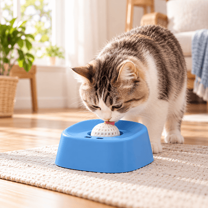 gamelle anti glouton pour pâtée chat bleue