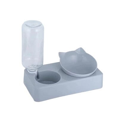 Gamelle Chat - DuoPetBowl™ - Gris - L'Univers Du Chat