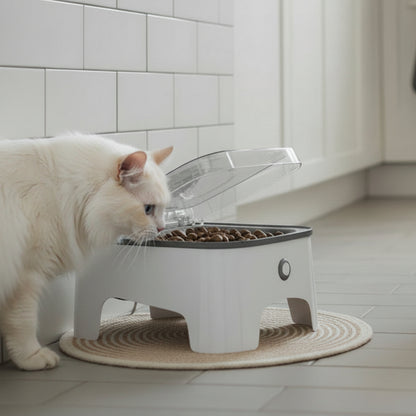 la gamelle pour chat automatique s'ouvre au chat