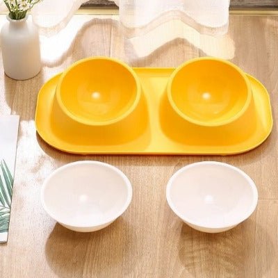 Gamelle pour chat jaune