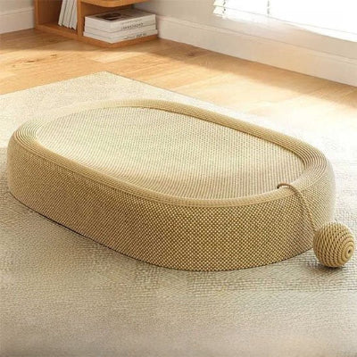 griffoir a chat ovale avec une balle en sisal