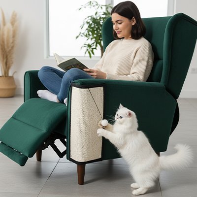 griffoir chat tapis accroché sur la chaise la propriétaire