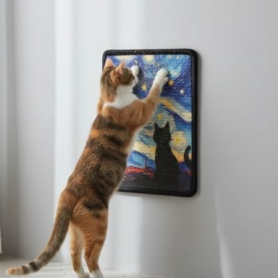 griffoir chat tapis utilisé par le chat taché