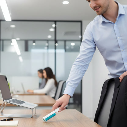 homme ramène la brosse anti poil à son travail 