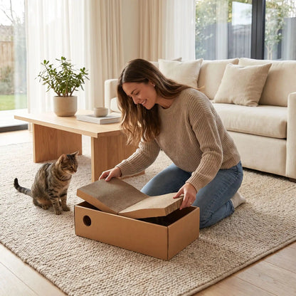 installation du griffoir pour chat carton