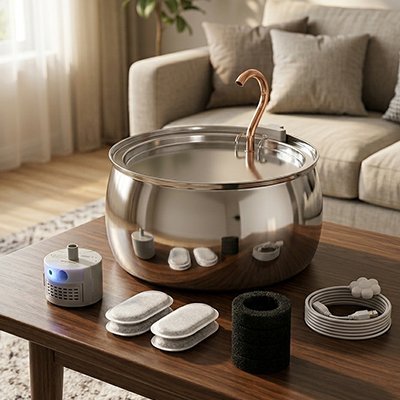 kit complet Fontaine a eau chat inox 