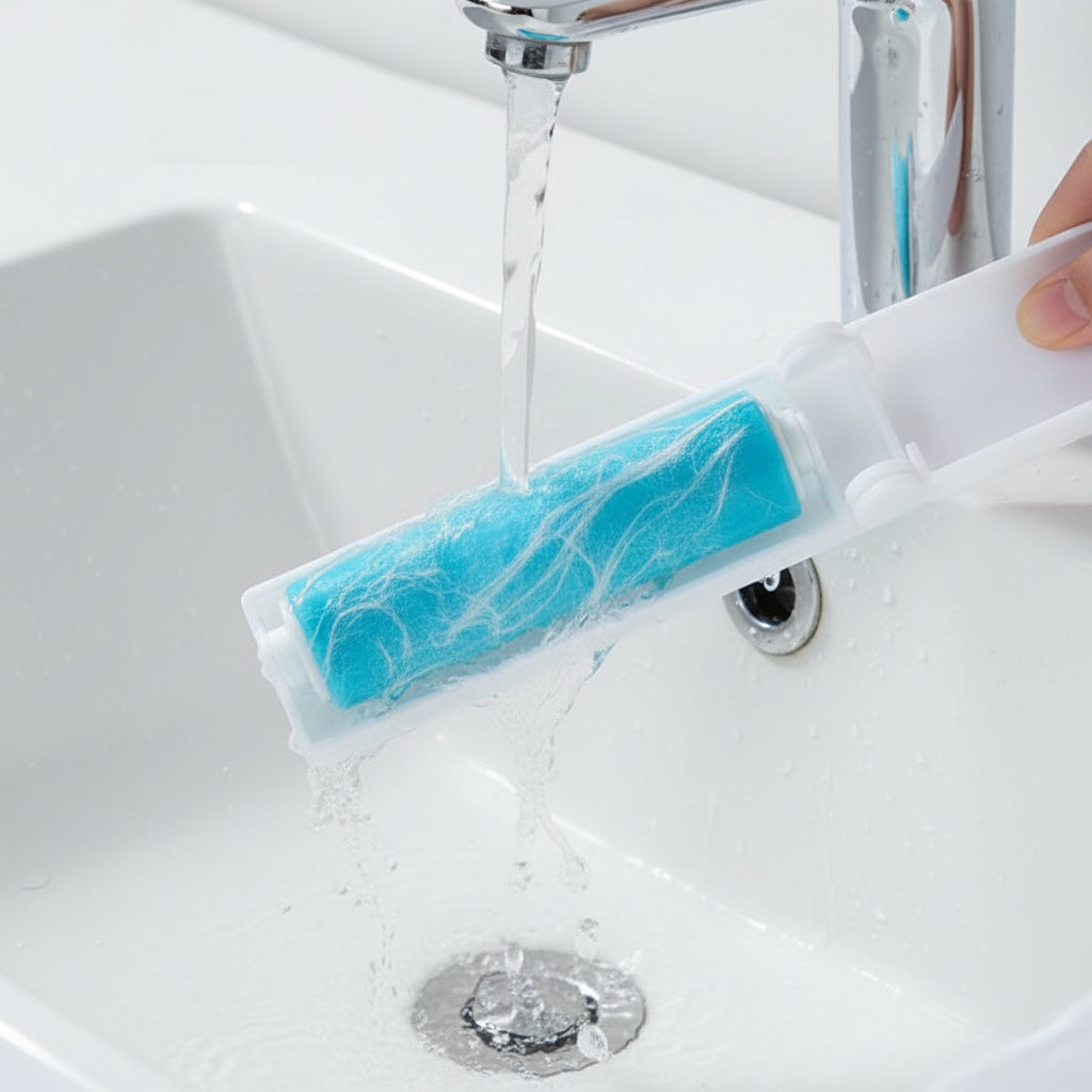 lavage de la brosse anti poil avec de l'eau