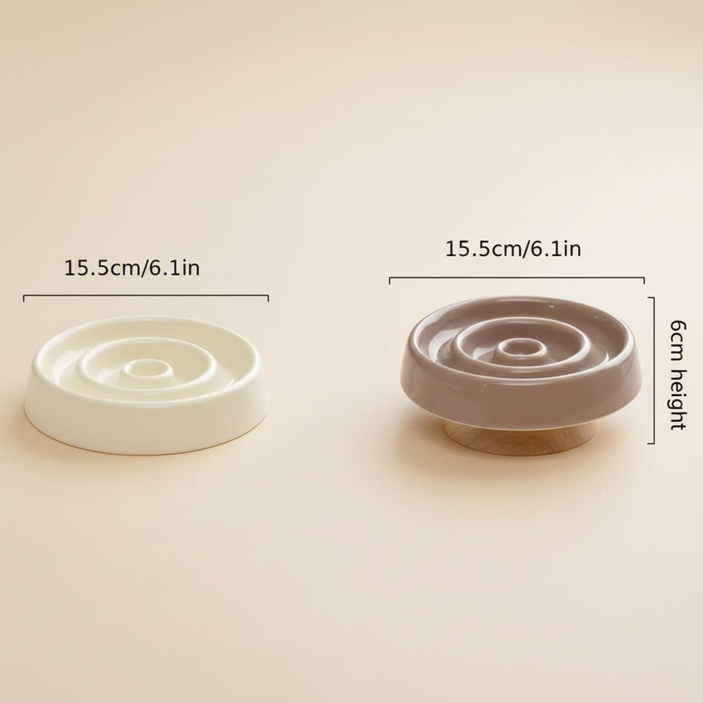 mesure de la Gamelle anti glouton surélevée pour chat en céramique 