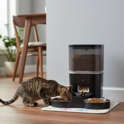 DISTRIBUTEUR AUTOMATIQUE CROQUETTES CHAT | FélinDuo™ - L'Univers Du Chat