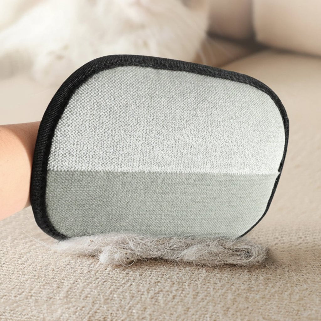 ramassage des poils avec gant poil chat 